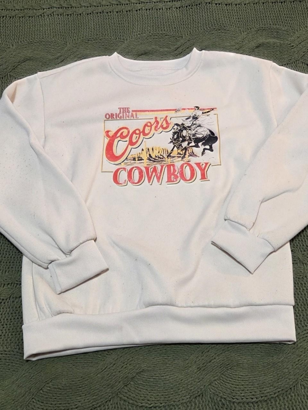 Coors The Original Cowboy Graphic Crewneck Sweatshirt Cream